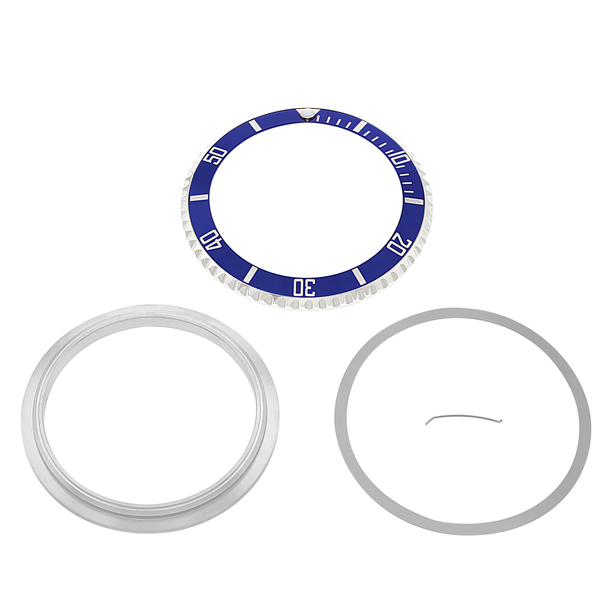 ROTATING BEZEL, INSERT, RETAINING RING FOR ROLEX SUBMARINER 16610, 16800 BLUE