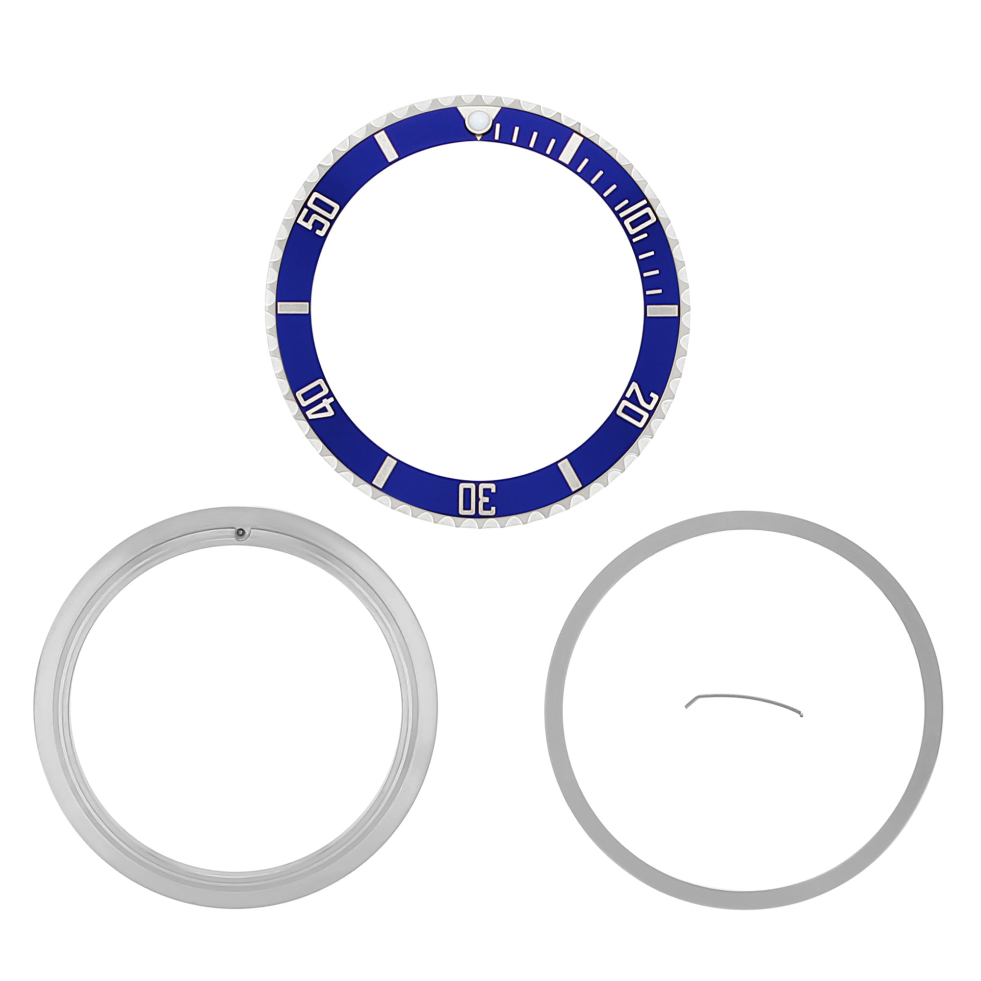 ROTATING BEZEL, INSERT, RETAINING RING FOR ROLEX SUBMARINER 16610, 16800 BLUE