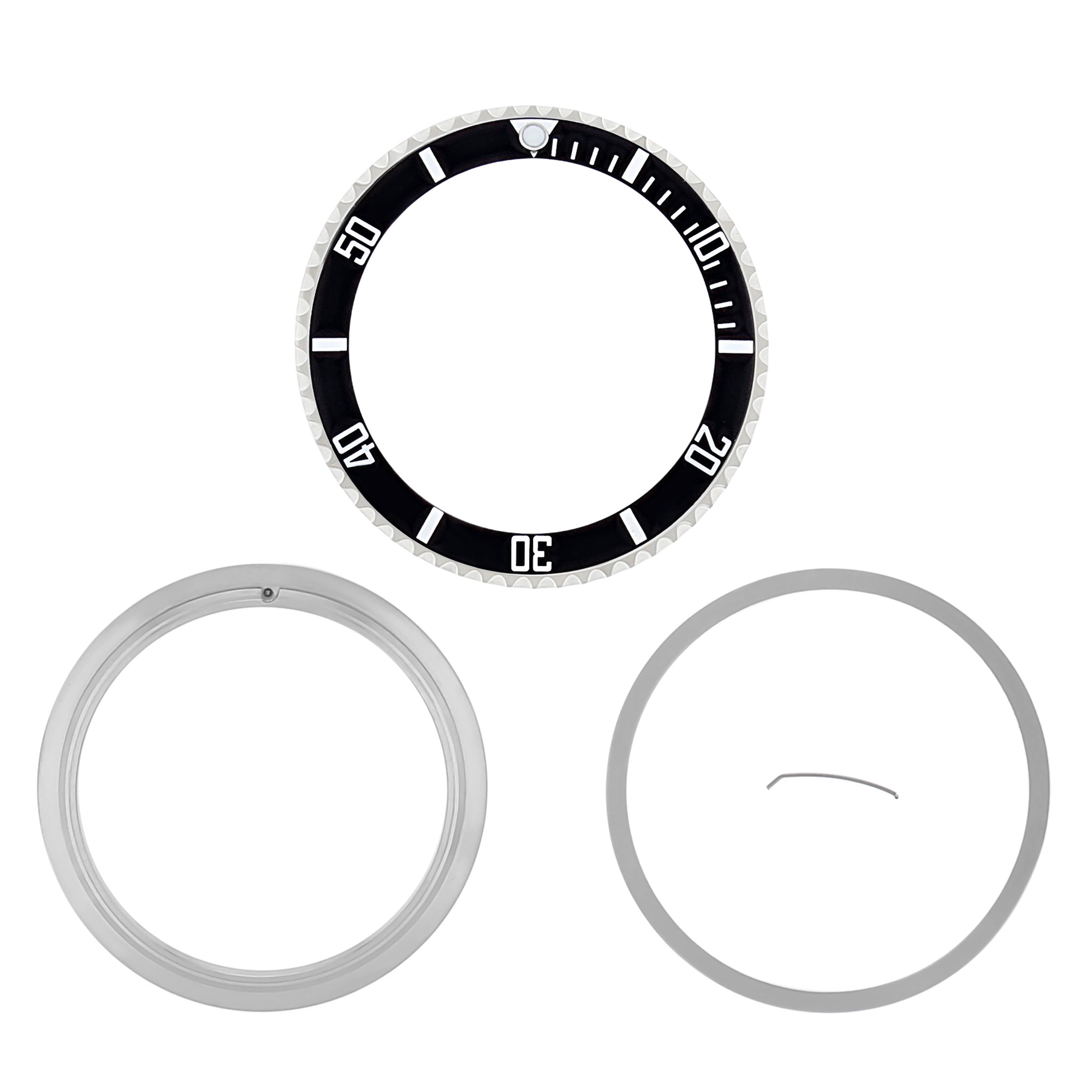 ROTATING BEZEL, INSERT, RETAINING FOR ROLEX SUBMARINER 16610, 16800 BLACK