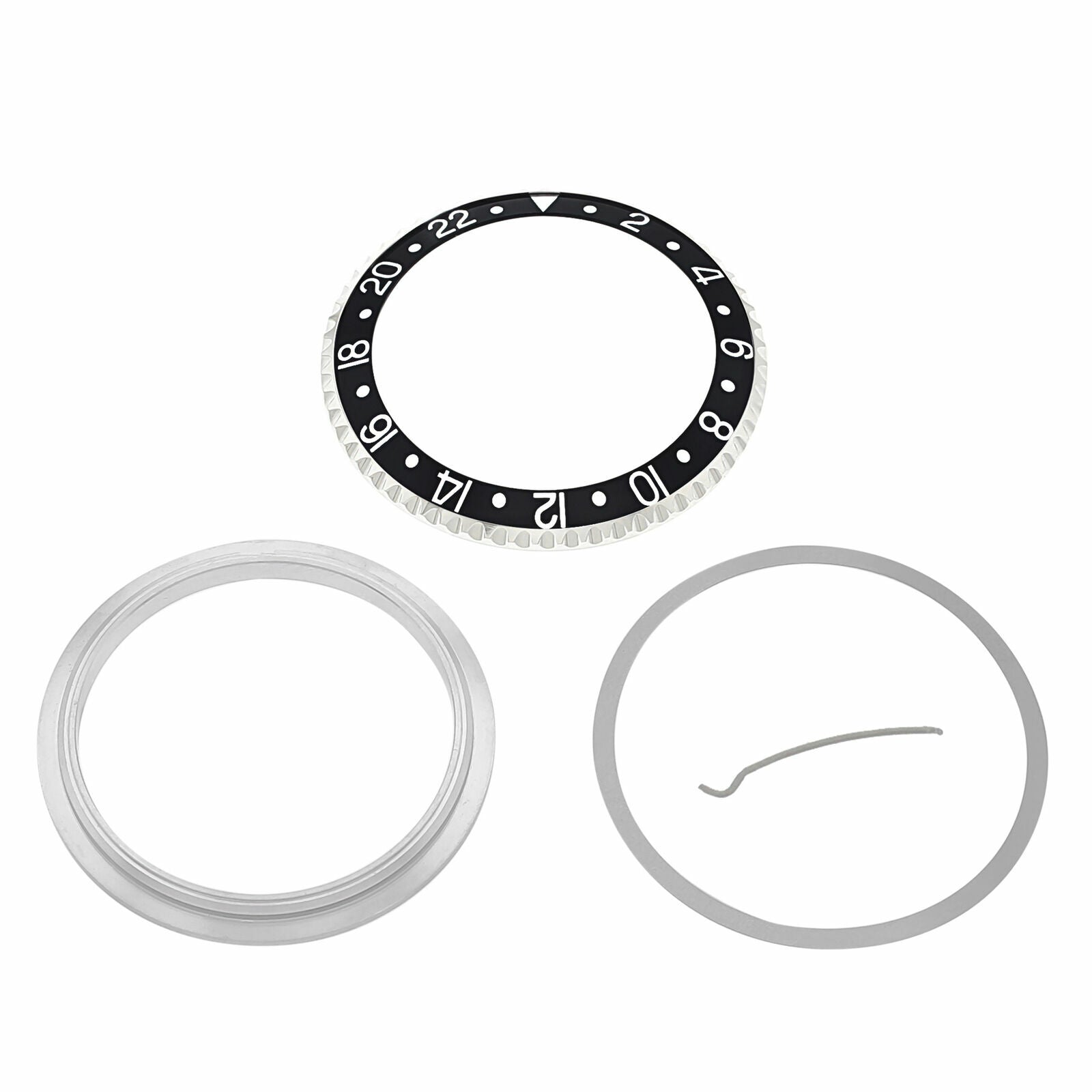 STEEL BEZEL, INSERT, RETAINING RING FOR ROLEX GMT 16700, 16710, 16760 BLACK