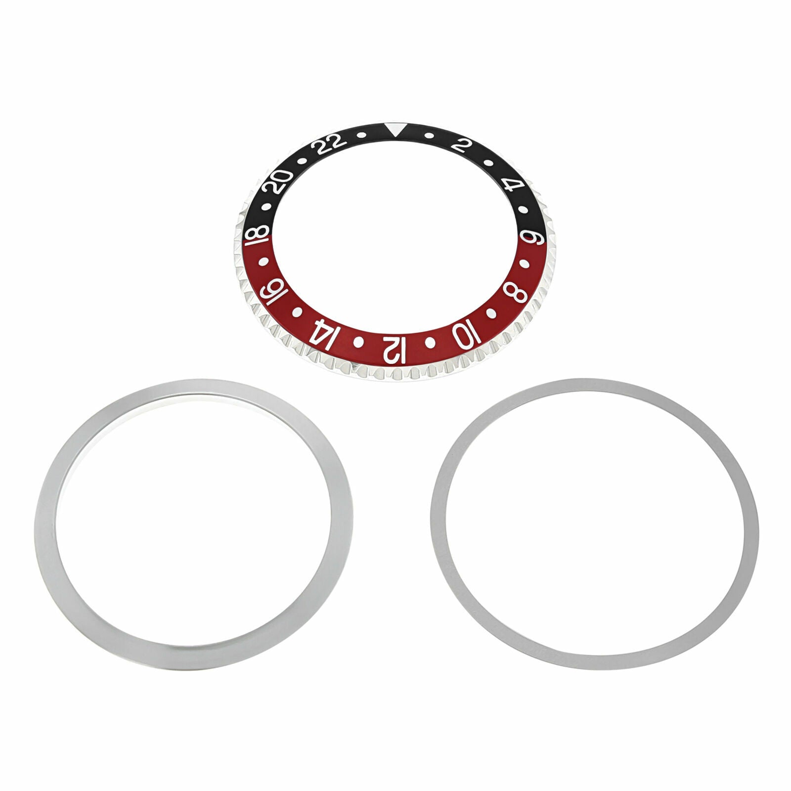 ROTATING STEEL BEZEL, INSERT, RETAINING RING FOR ROLEX GMT 1670, 1675 BLACK/RED