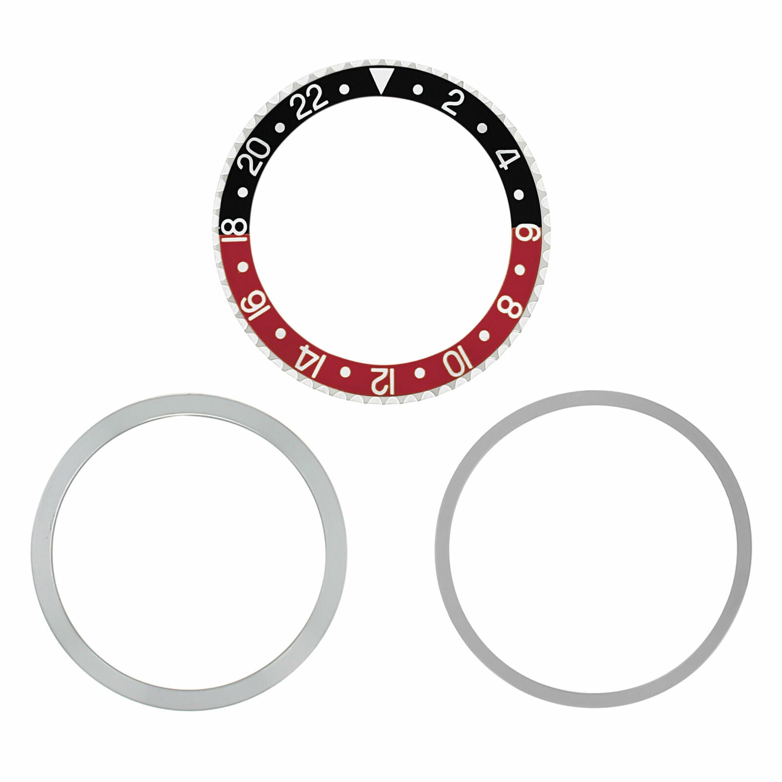 ROTATING STEEL BEZEL, INSERT, RETAINING RING FOR ROLEX GMT 1670, 1675 BLACK RED