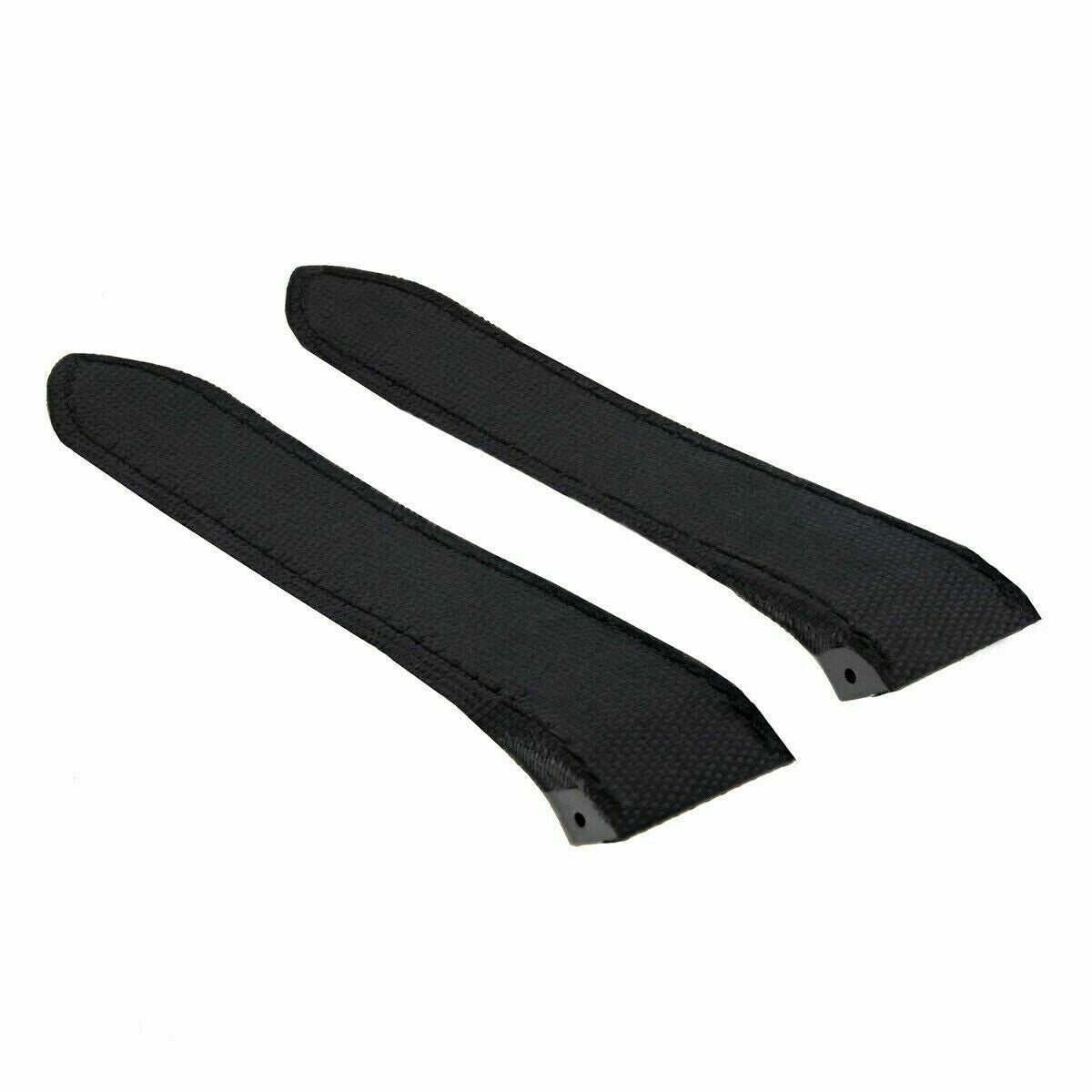 SCREW + 24.5MM TOILE BAND STRAP FOR CARTIER SANTOS 100 CHRONO XL WATCH BLACK