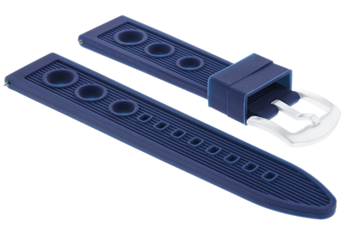 18MM SILICONE RUBBER DIVER WATCH BAND STRAP FOR OMEGA SPEEDMASTER MOON BLUE #9R