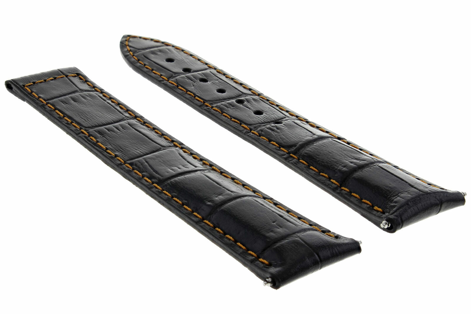 18MM LEATHER WATCH STRAP BAND DEPLOYMENT CLASP FOR OMEGA SEAMASTER BLACK OS