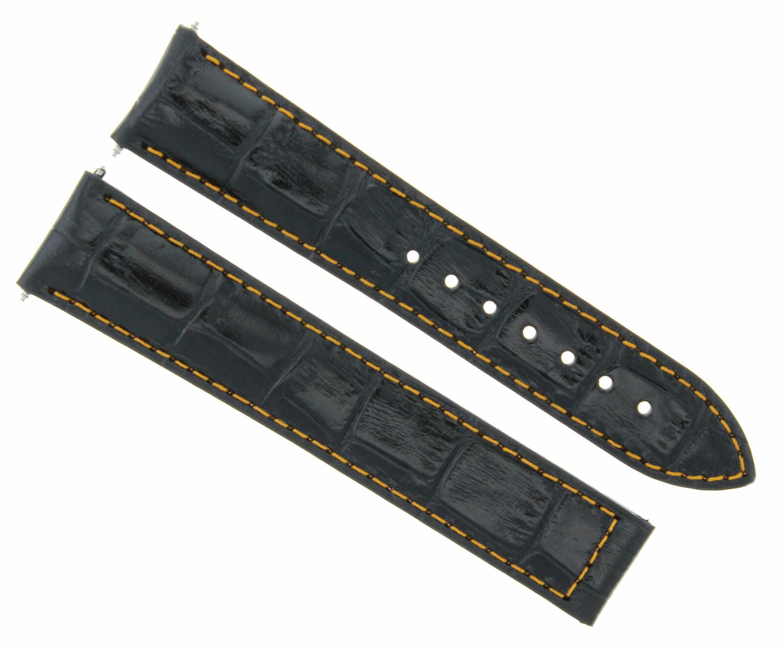 18MM LEATHER WATCH STRAP BAND DEPLOYMENT CLASP FOR OMEGA SEAMASTER BLACK OS