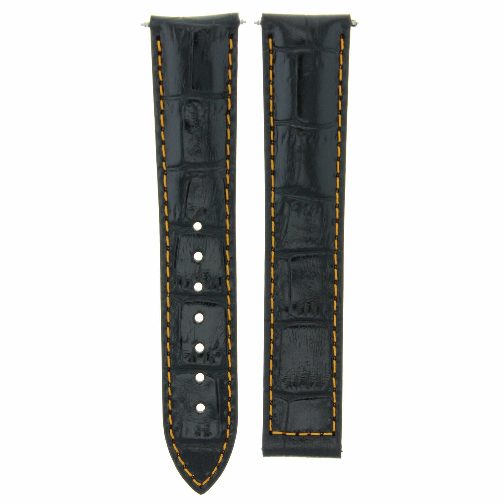 18MM LEATHER WATCH STRAP BAND DEPLOYMENT CLASP FOR OMEGA SEAMASTER BLACK OS