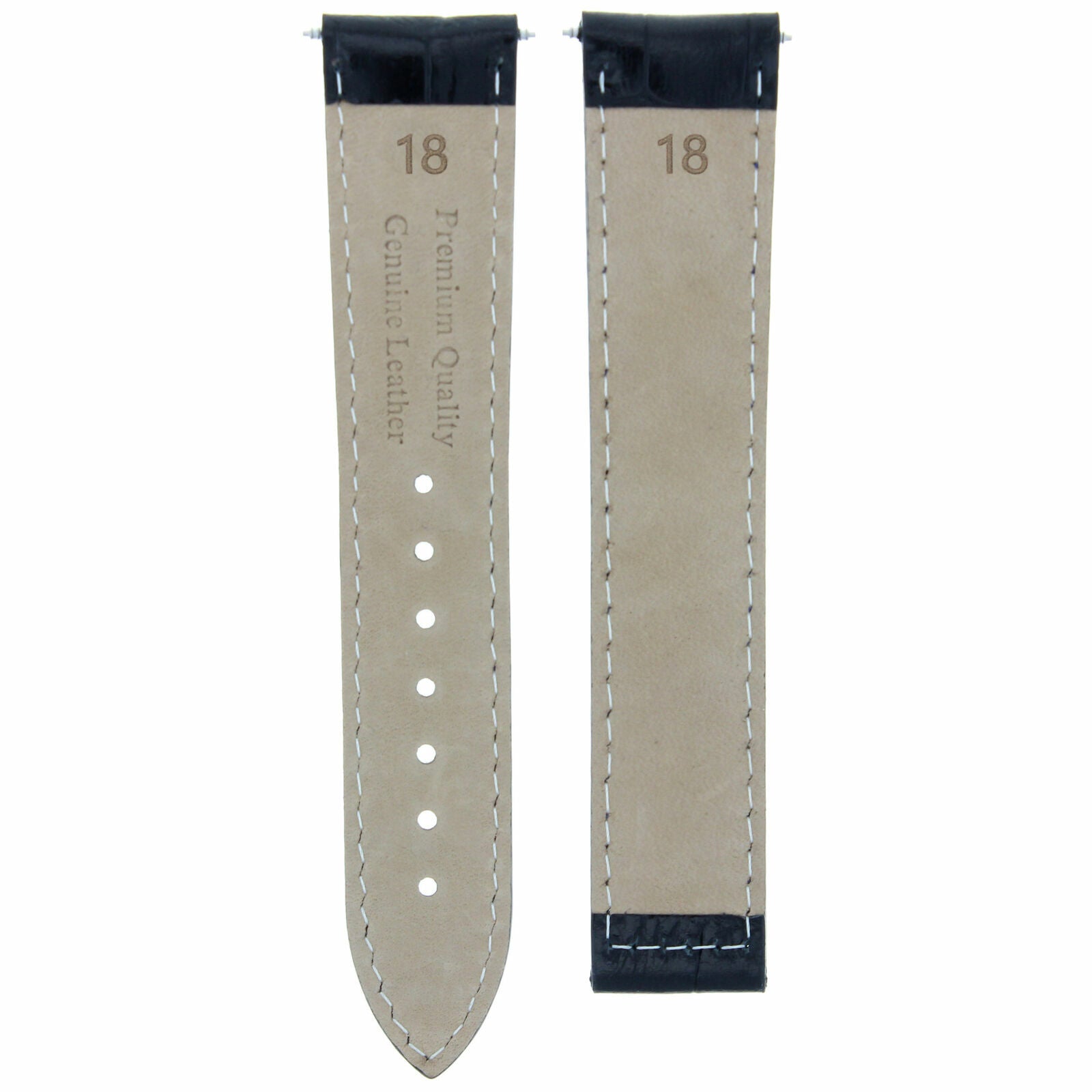 18MM LEATHER WATCH STRAP BAND DEPLOYMENT CLASP FOR OMEGA SEAMASTER BLACK OS