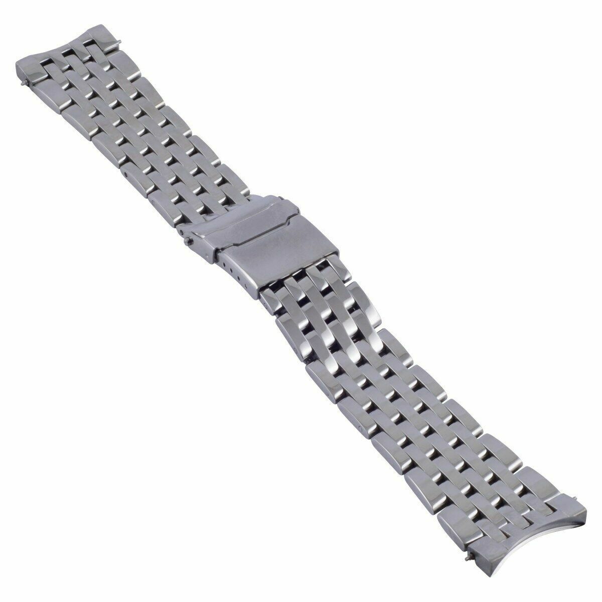 24MM PILOT WATCH BAND BRACELET FOR BREITLING 7 LINK NAVITIMER POLISH CURVED END