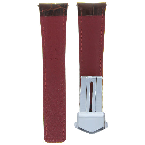 19MM LEATHER WATCH BAND STRAP DEPLOYMENT CLASP FOR TAG HEUER CARERRA BROWN RED
