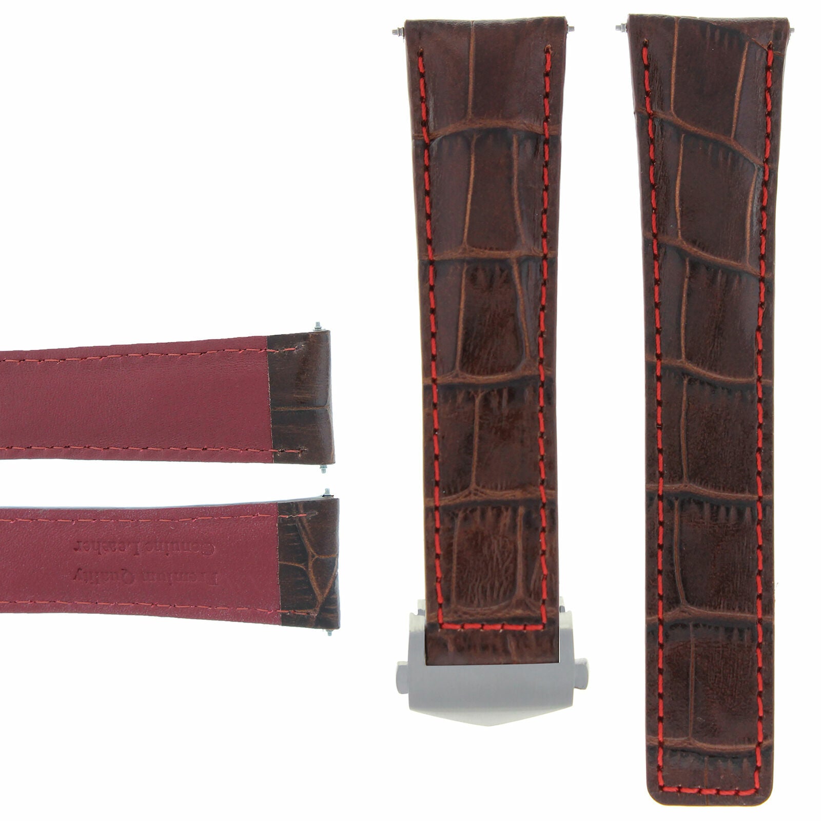 20MM LEATHER BAND STRAP CLASP FOR TAG HEUER CARRERA MONACO BROWN ORANGE STITCH