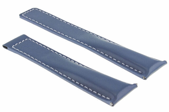 19MM LEATHER WATCH BAND STRAP SMOOTH FOR TAG HEUER CARRERA TWIN TIME F1 BLUE WS