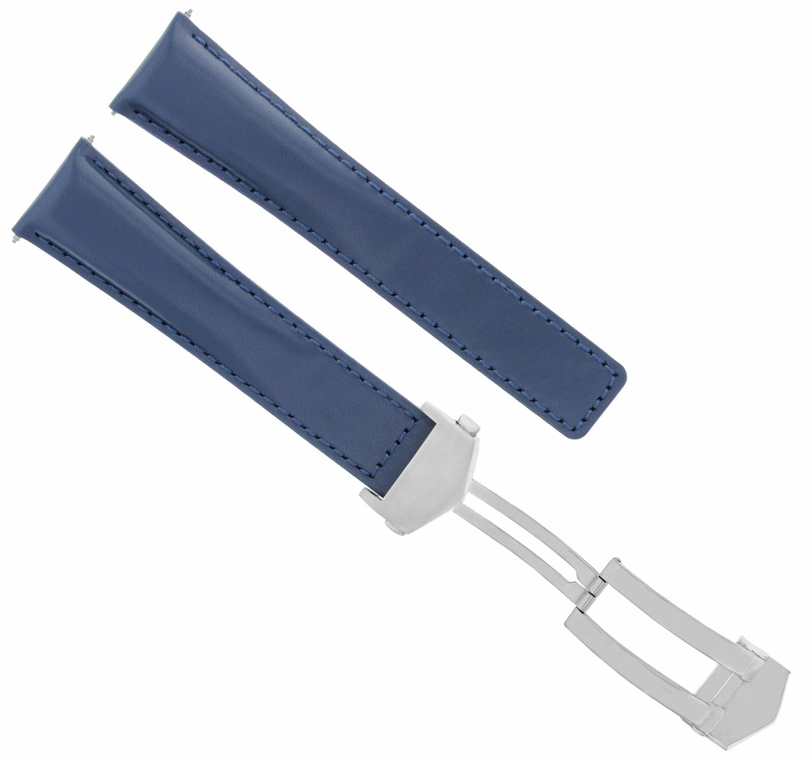 22MM LEATHER BAND STRAP DEPLOYMENT CLASP FOR TAG HEUER MONACO CALIBRE 12 F1 BLUE