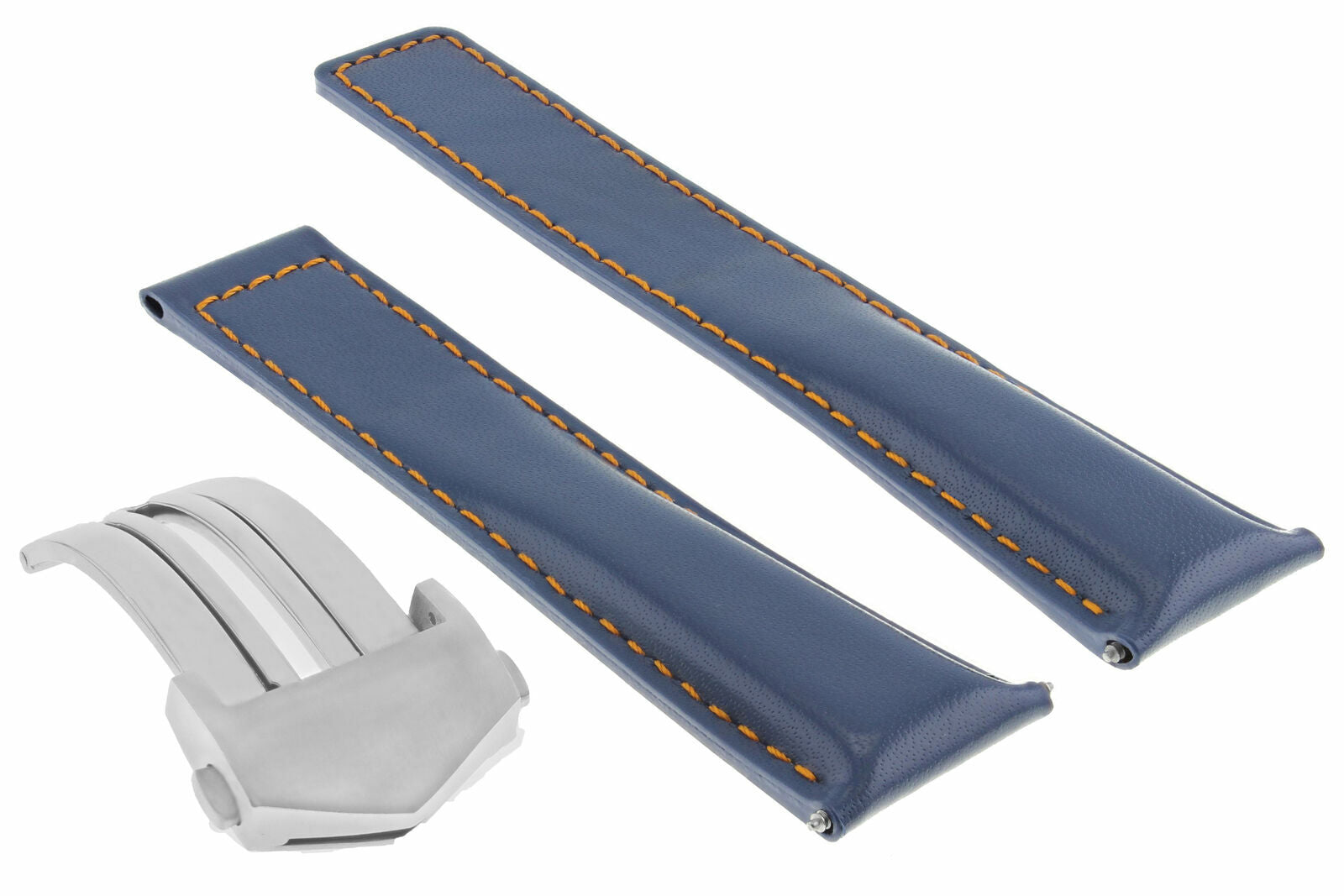 22MM LEATHER BAND STRAP FOR TAG HEUER CARRERA MONACO 12 F1 DEPLOY CLASP BLUE OS