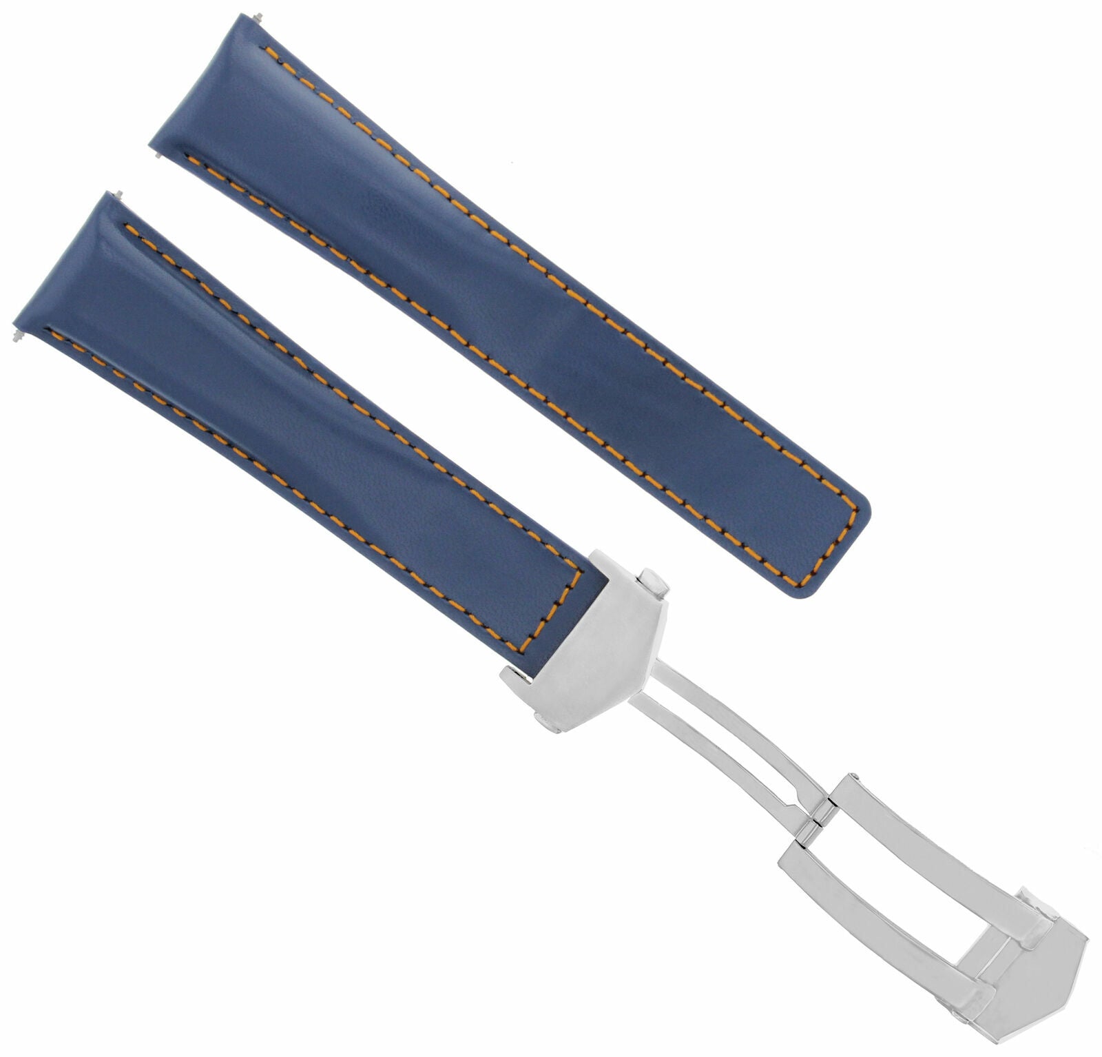 22MM LEATHER BAND STRAP FOR TAG HEUER CARRERA MONACO 12 F1 DEPLOY CLASP BLUE OS