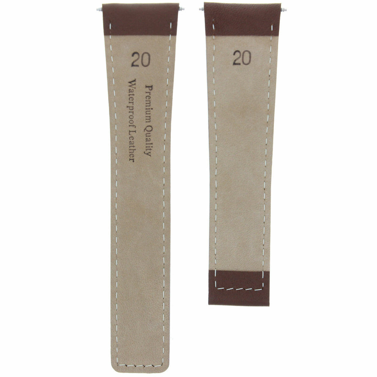 20/16MM LEATHER WATCH STRAP BAND UNIVERSAL MADE WITH GENUINE ITALIAN LEATHER, Light Brown, front view