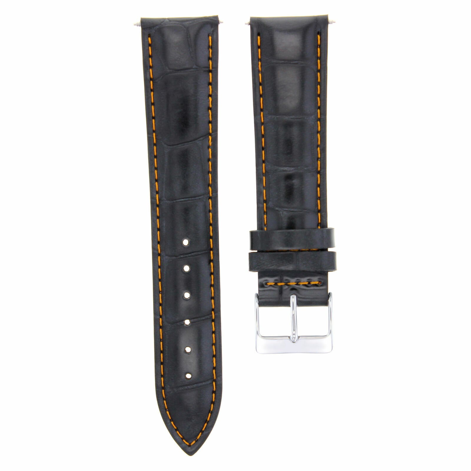 22MM LEATHER WATCH BAND STRAP FOR TISSOT PRC200 PRS 516 T-TOUCH BLACK ORANGE ST