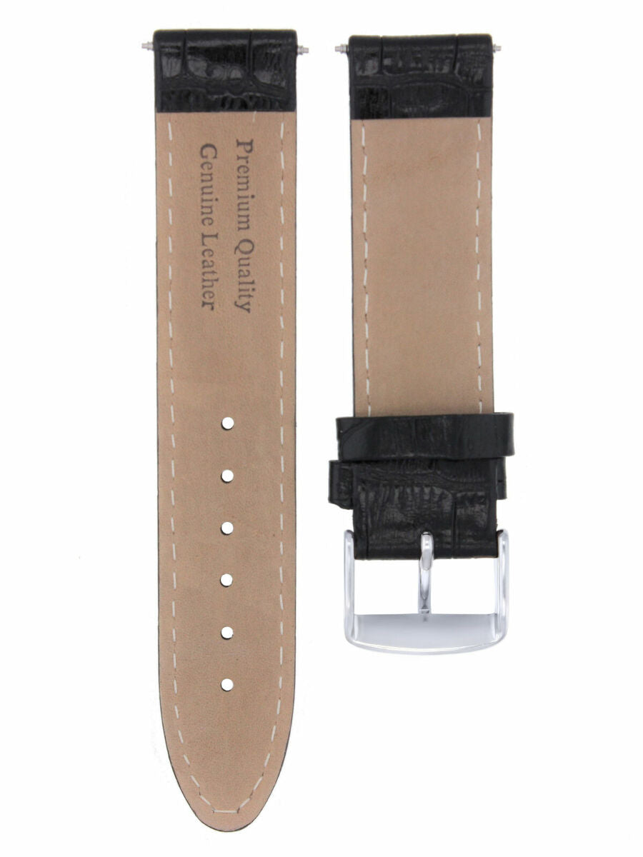 22MM LEATHER WATCH STRAP BAND FOR 45.5 OMEGA SEAMASTER PLANET OCEAN BLACK WS