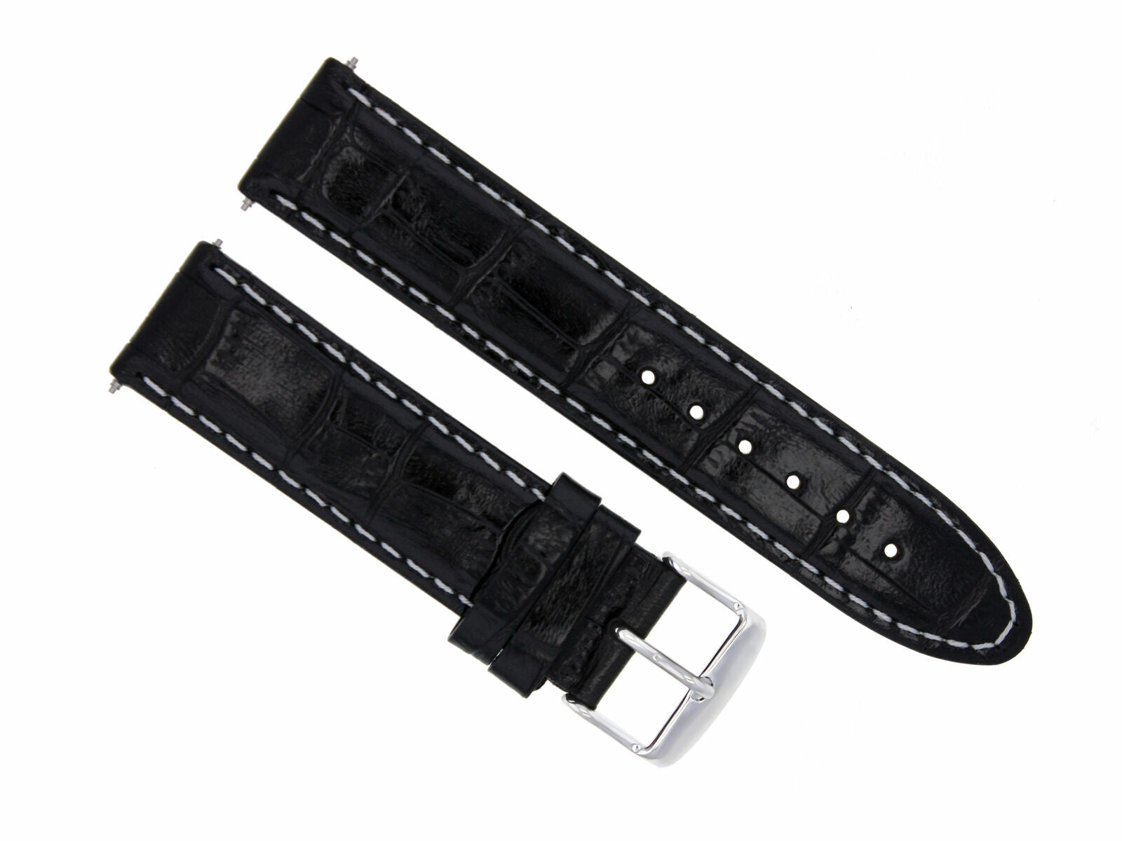 22MM LEATHER WATCH STRAP BAND FOR 45.5 OMEGA SEAMASTER PLANET OCEAN BLACK WS