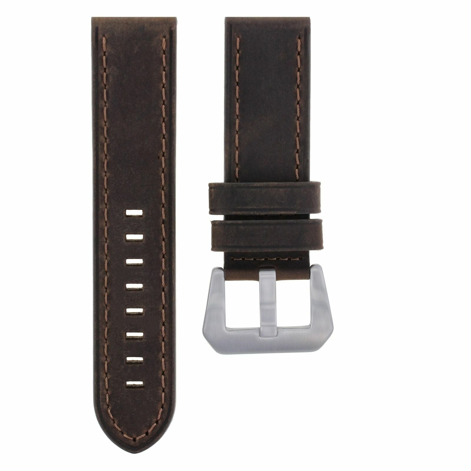 24MM COW LEATHER WATCH BAND STRAP FOR PANERAI GMT LUMINOR RADIOMIR WATCH D/BROWN