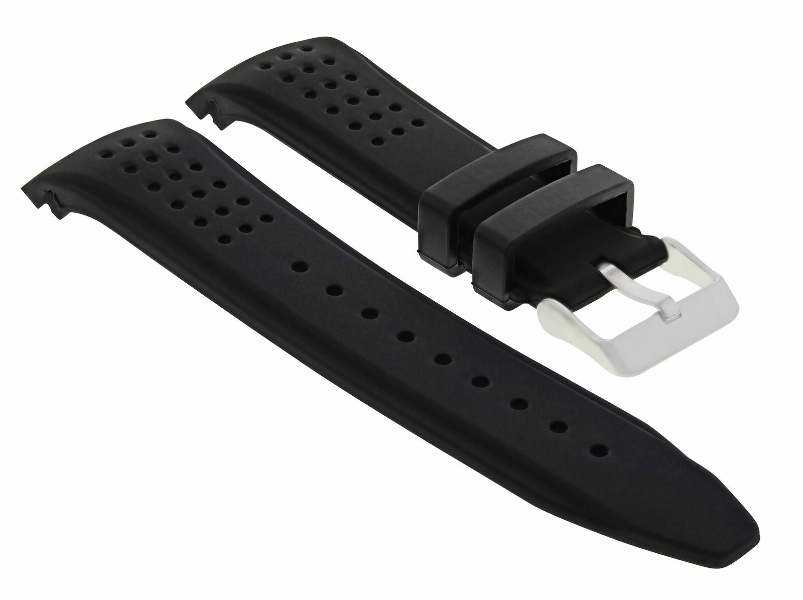 22MM RUBBER STRAP BAND FOR TAG HEUER CARRERA CAV5115FT6019 PERFORATED BLACK