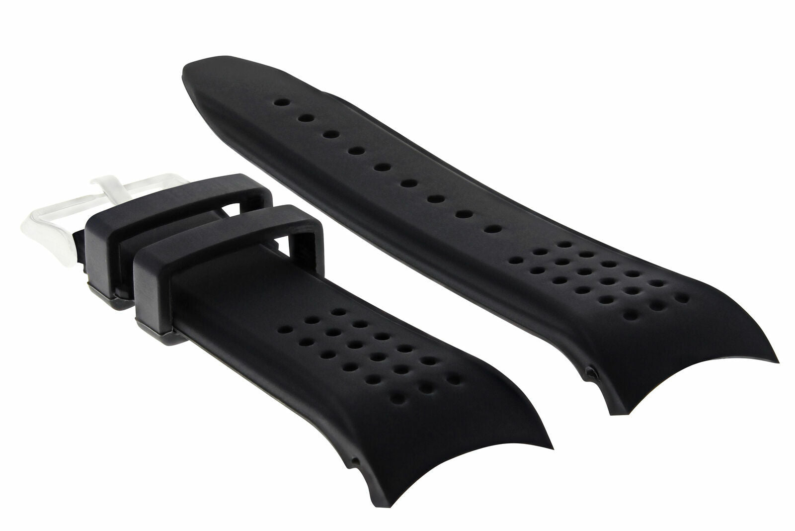 22MM RUBBER STRAP BAND FOR TAG HEUER CARRERA CAV5115FT6019 PERFORATED BLACK
