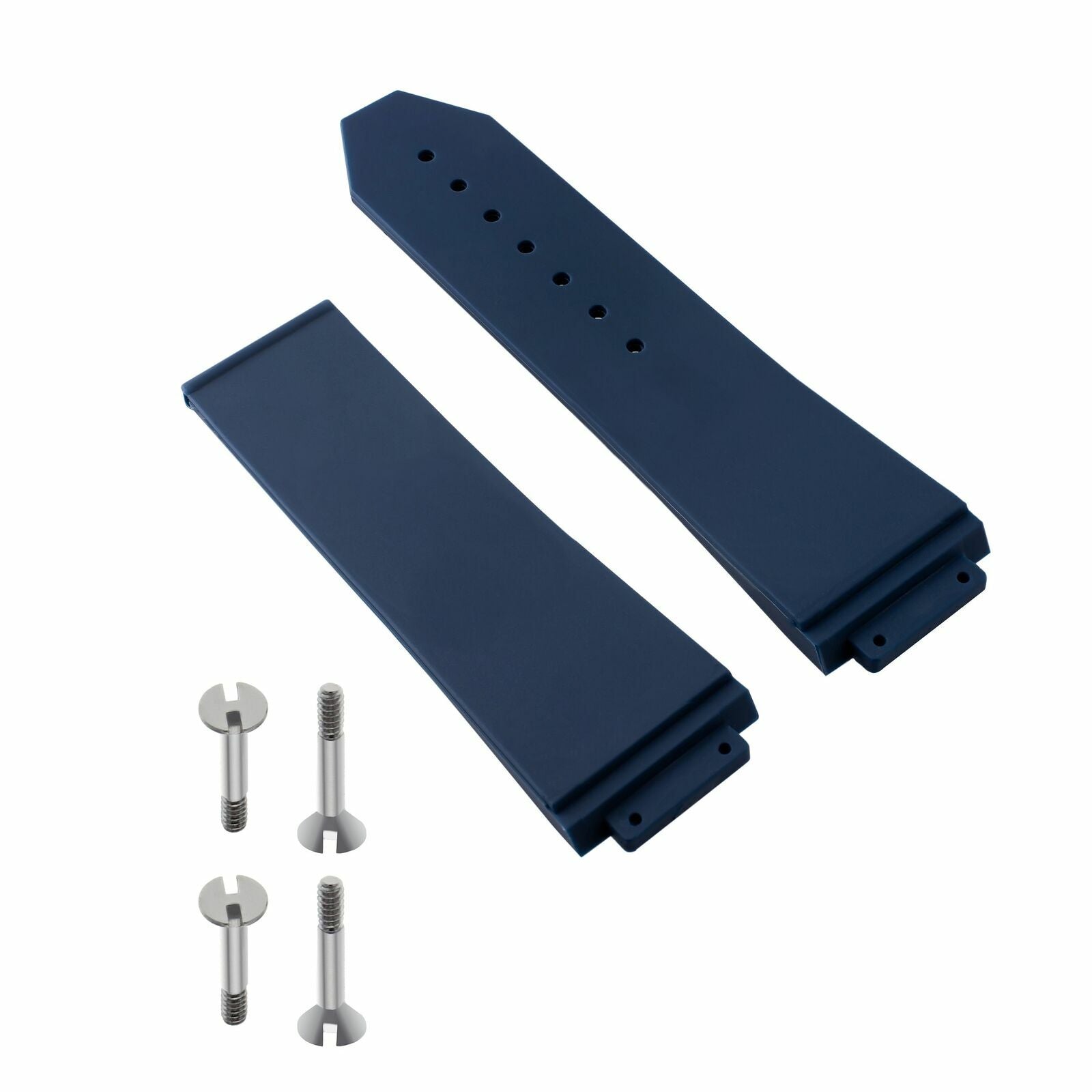 24MM RUBBER WATCH BAND STRAP FOR HUBLOT 44-45MM H BIG BANG WATCH + 4 SCREW BLUE