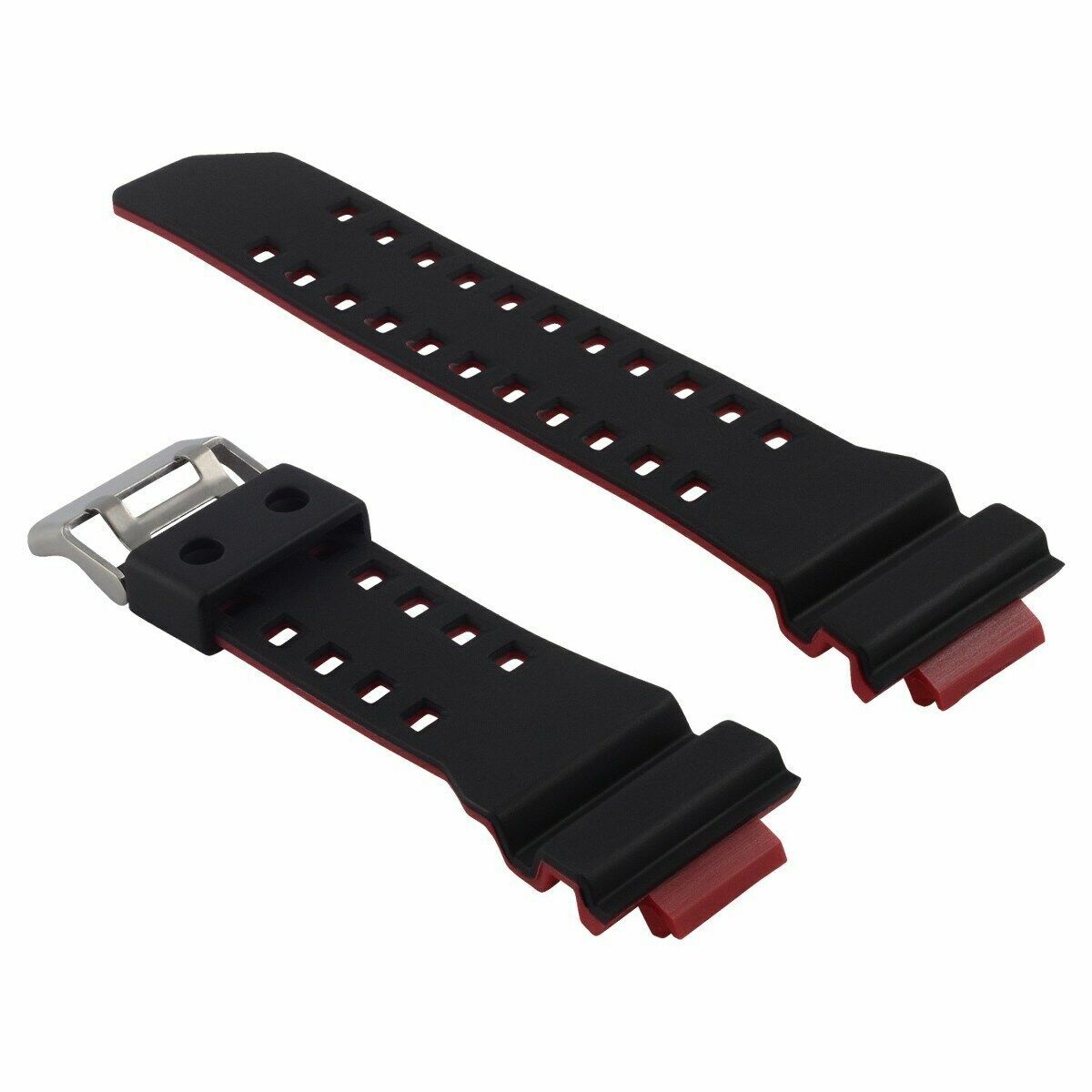 RUBBER WATCH BAND STRAP FOR CASIO G SHOCK GA-110 GA-120 GA-200 BLACK - RED