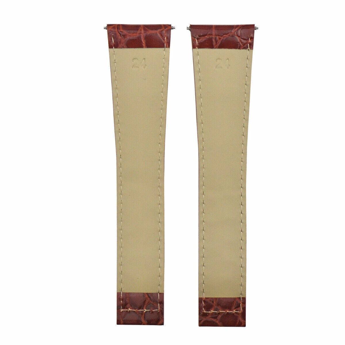 24MM GENUINE LEATHER STRAP ALLIGATOR GRAIN BAND FOR MAURICE LACROIX TAN/BURGANDY