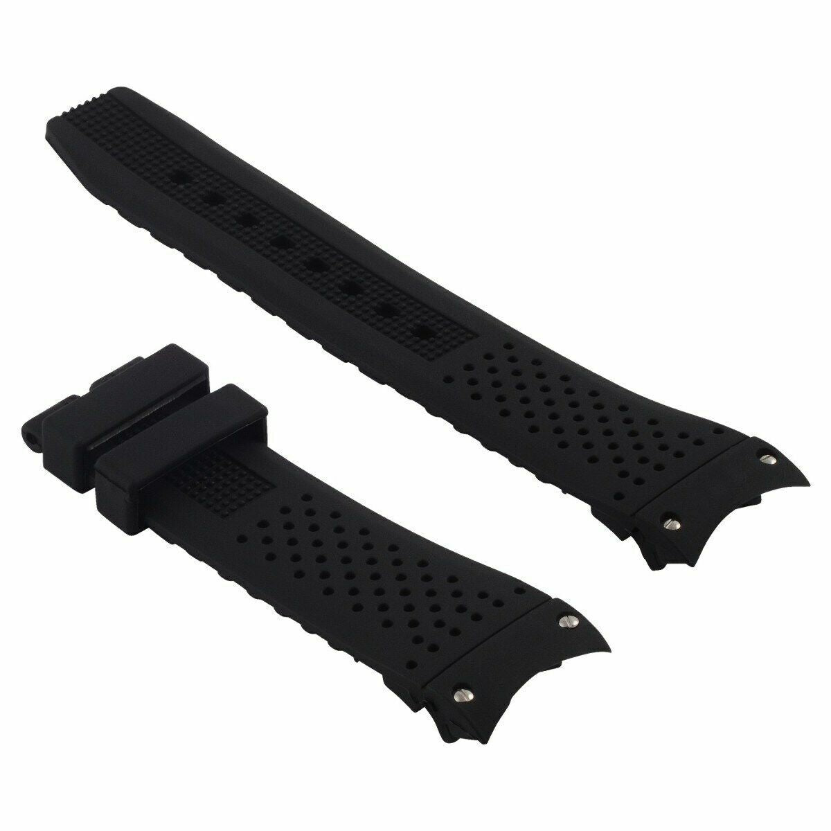 22MM RUBBER WATCH BAND PERFORATED FOR TAG HEUER CARRERA CALIBRE 5 16 17 BLACK