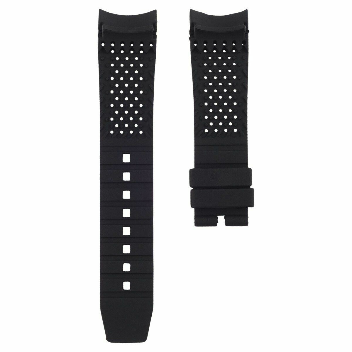 22MM RUBBER WATCH BAND PERFORATED FOR TAG HEUER CARRERA CALIBRE 5 16 17 BLACK