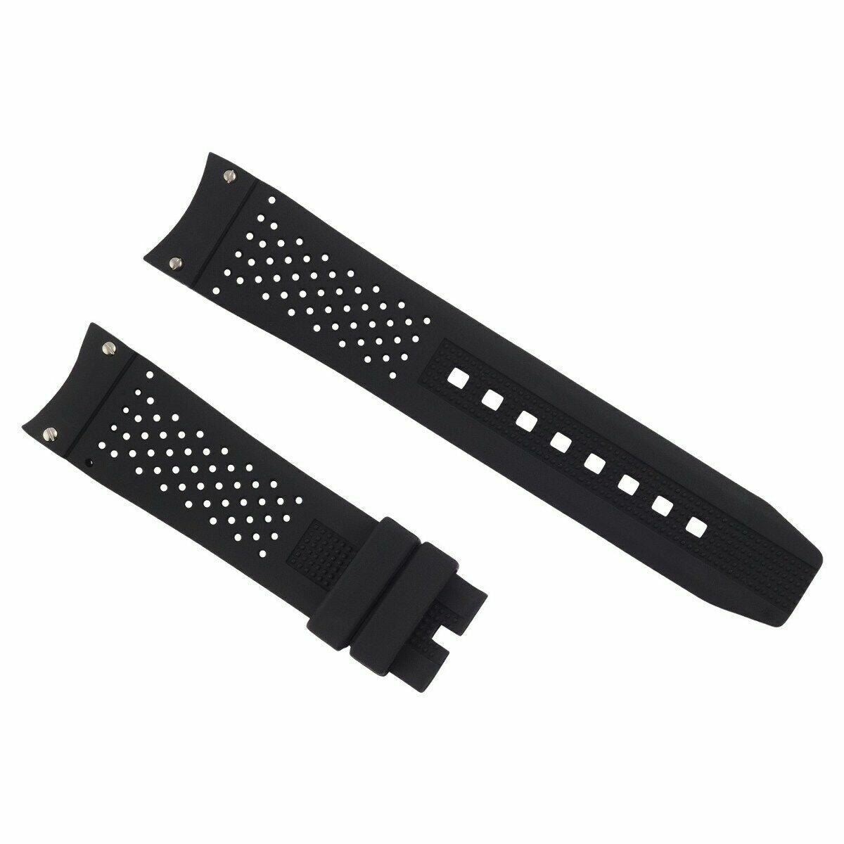 22MM RUBBER WATCH BAND PERFORATED FOR TAG HEUER CARRERA CALIBRE 5 16 17 BLACK