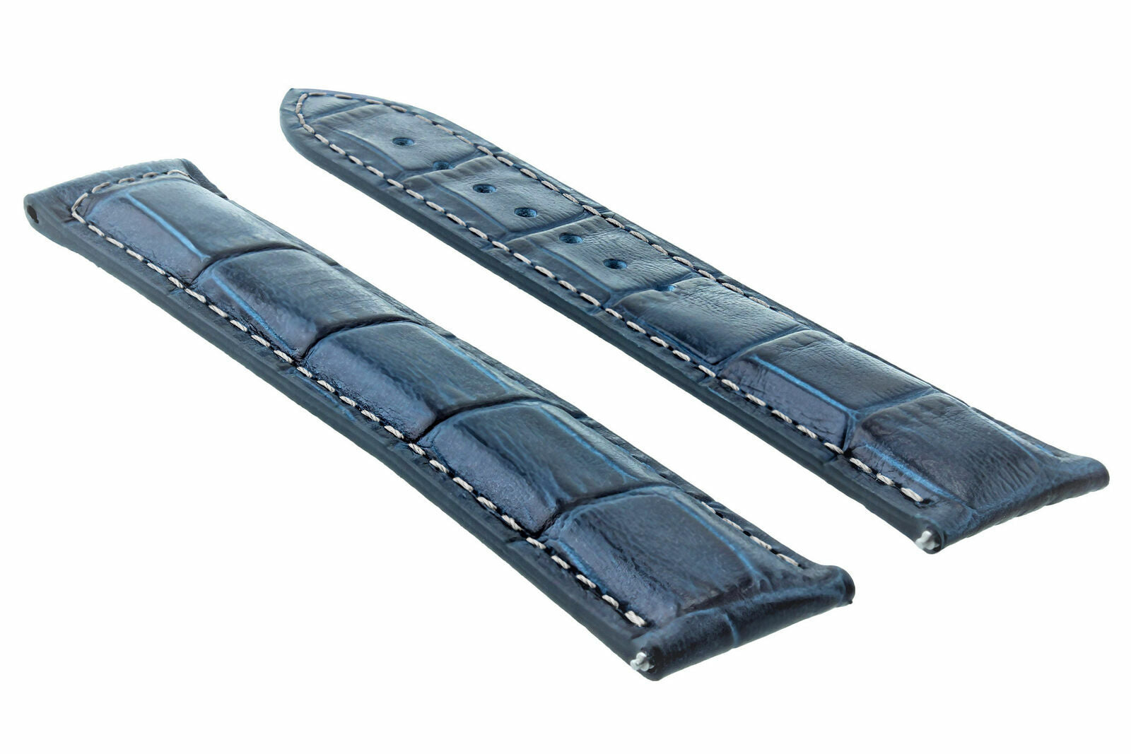 18/16MM LEATHER WATCH STRAP BAND FOR OMEGA SEAMASTER SPEEDMASTER MOON WATCH BLUE