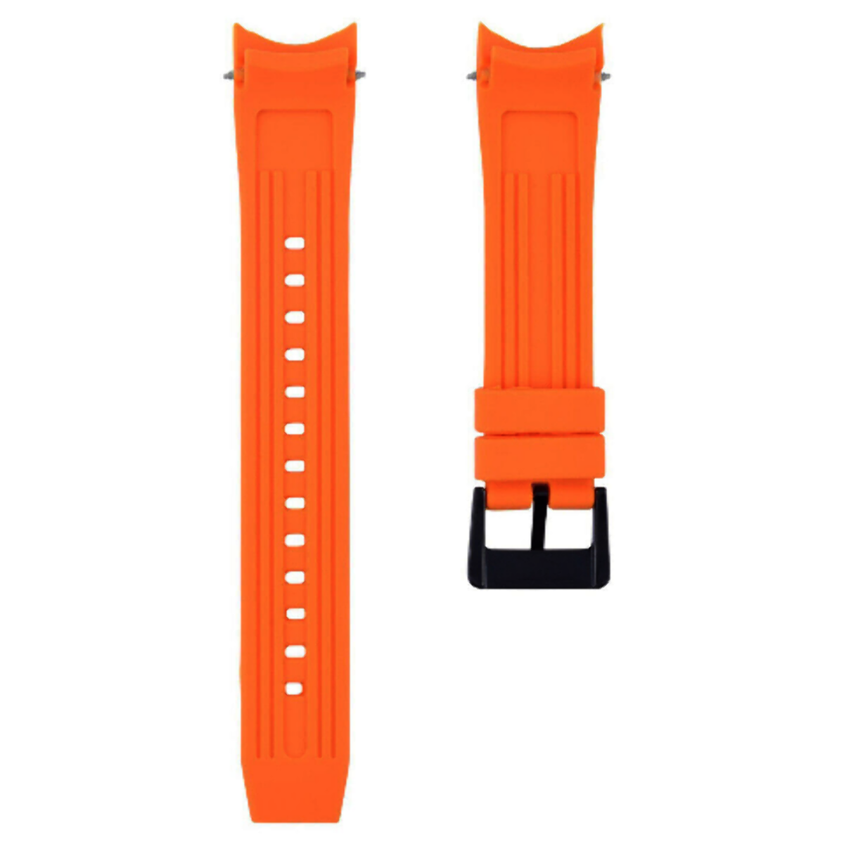 23mm Rubber Watch Band Strap for Citizen Eco-Drive Promaster Chronograph Watch, Orange - Black, view 4