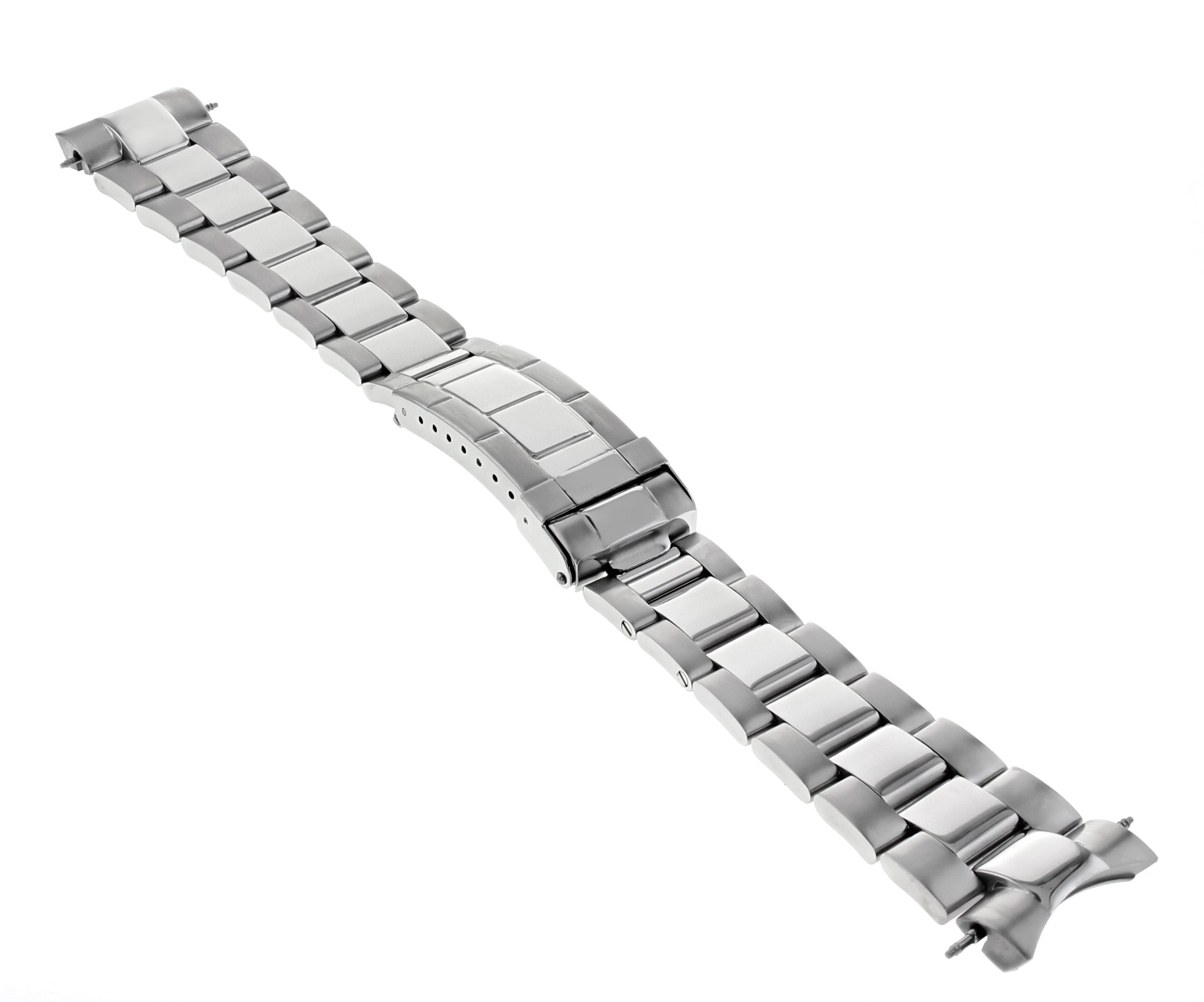 OYSTER WATCH BAND FOR BURBERY BU 7200 DUAL TIME QUARTZ SHINY CENTER FLIP LOCK