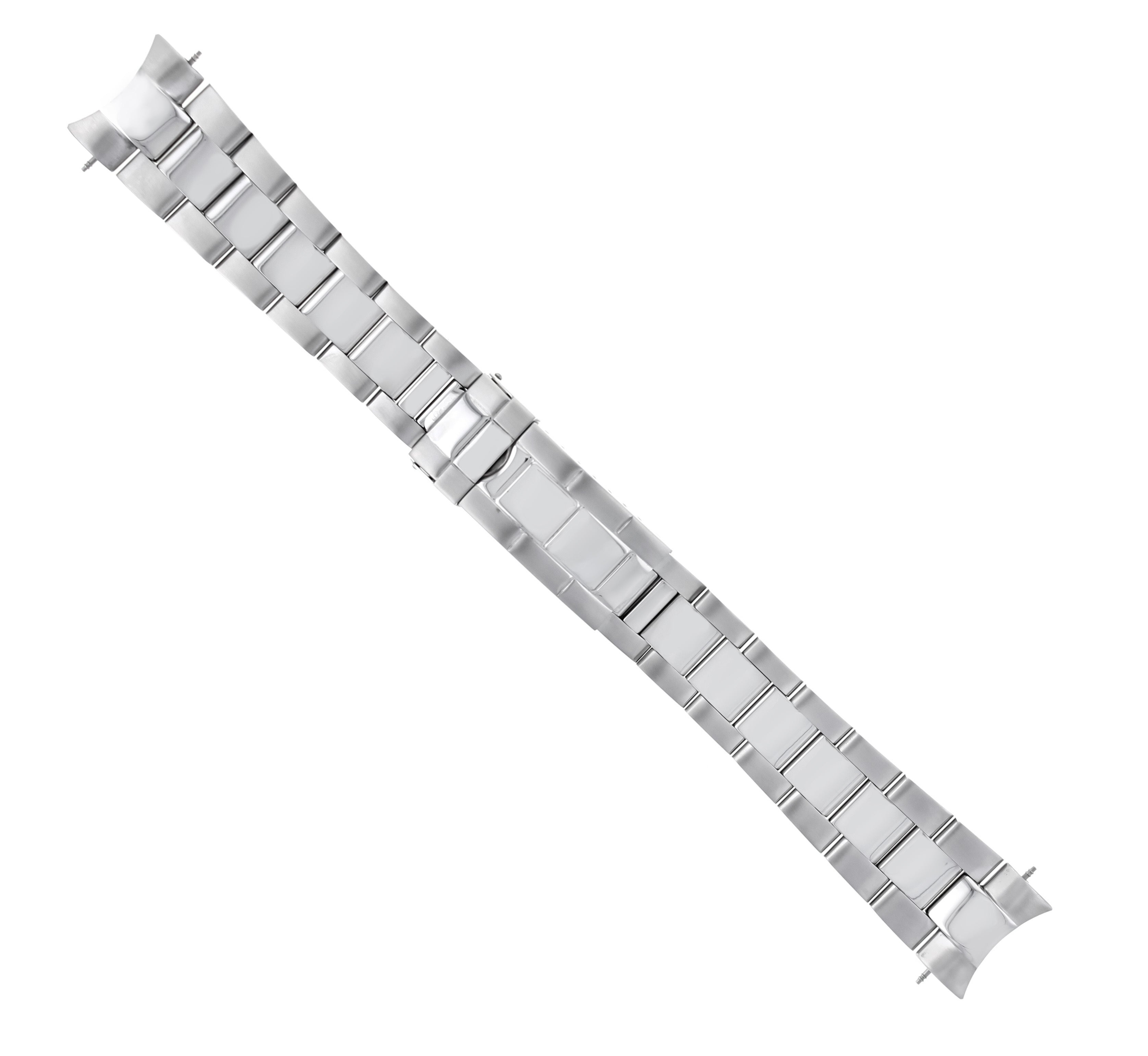 OYSTER WATCH BAND FOR BURBERY BU 7200 DUAL TIME QUARTZ SHINY CENTER FLIP LOCK