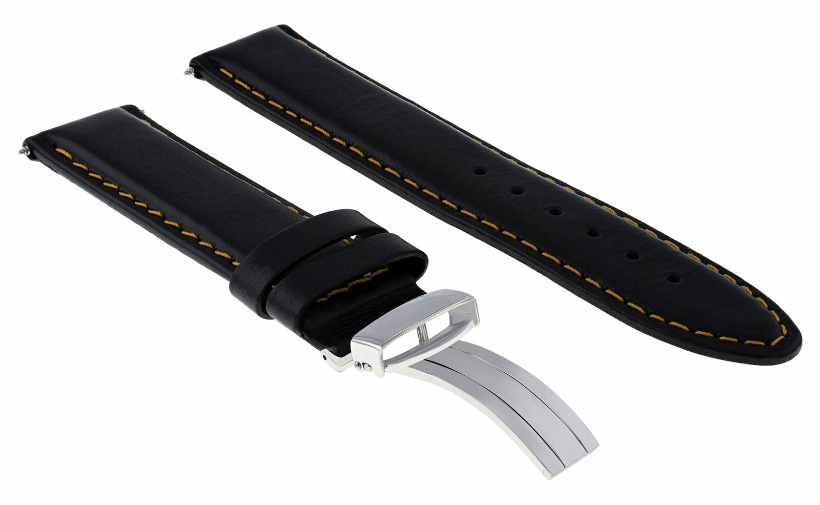 18-19-20-22 LEATHER BAND STRAP SMOOTH FOR ROLEX DATEJUST DEPLOYMENT CLASP BLACK