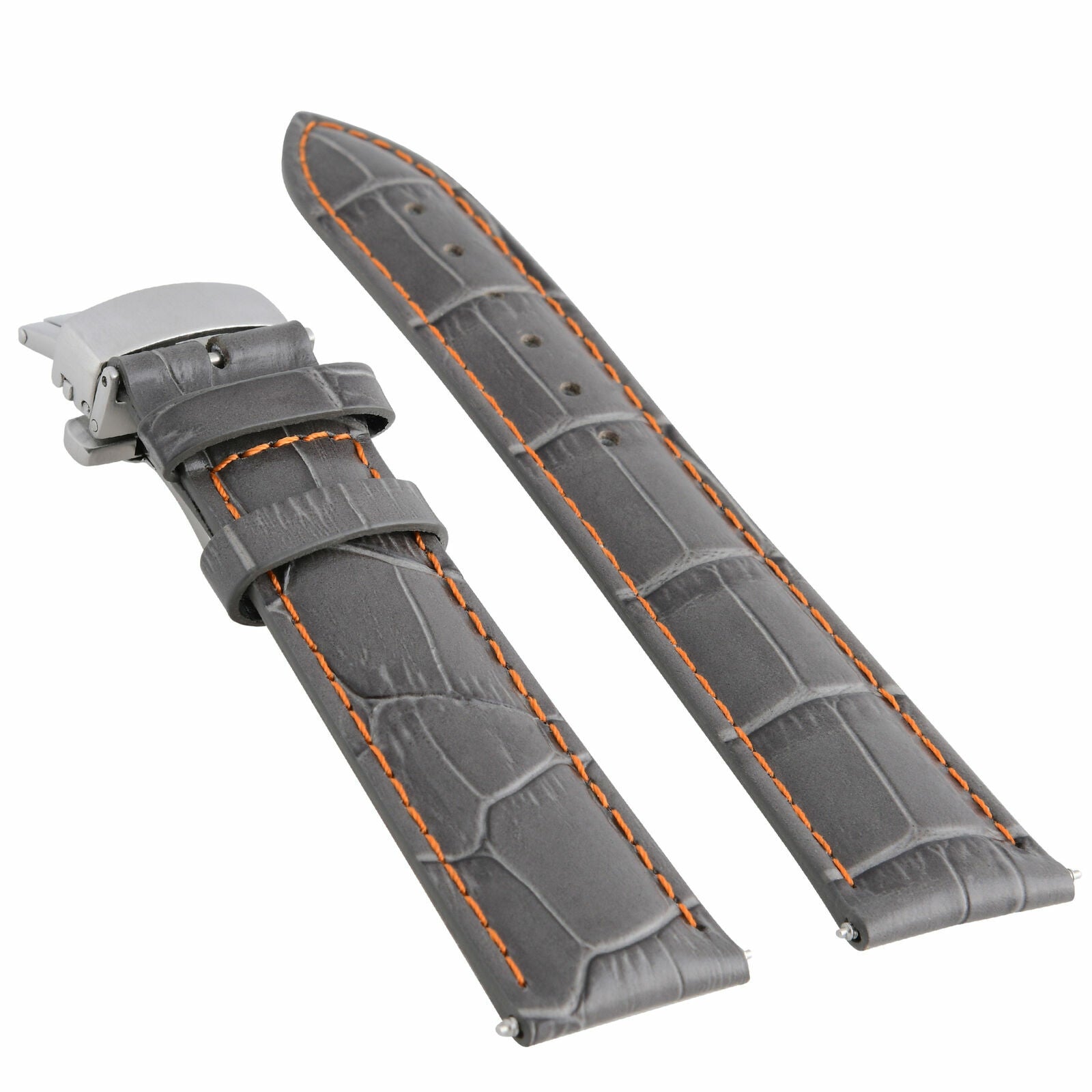 21MM LEATHER WATCH BAND STRAP FOR LONGINES MASTER COLLECTION WATCH GREY ORANGE S