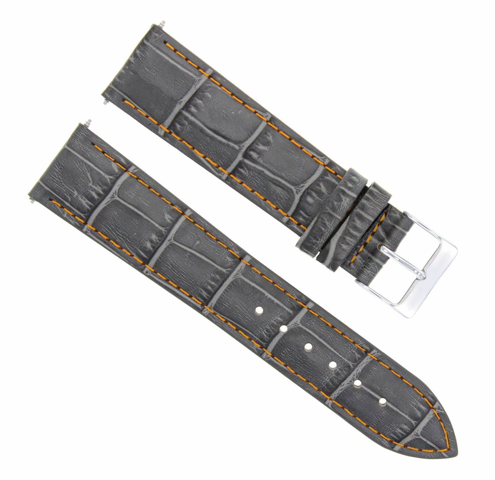 21MM LEATHER BAND STRAP FOR LONGINES WATCH WITH BUCKLE GREY ORANGE STITCH