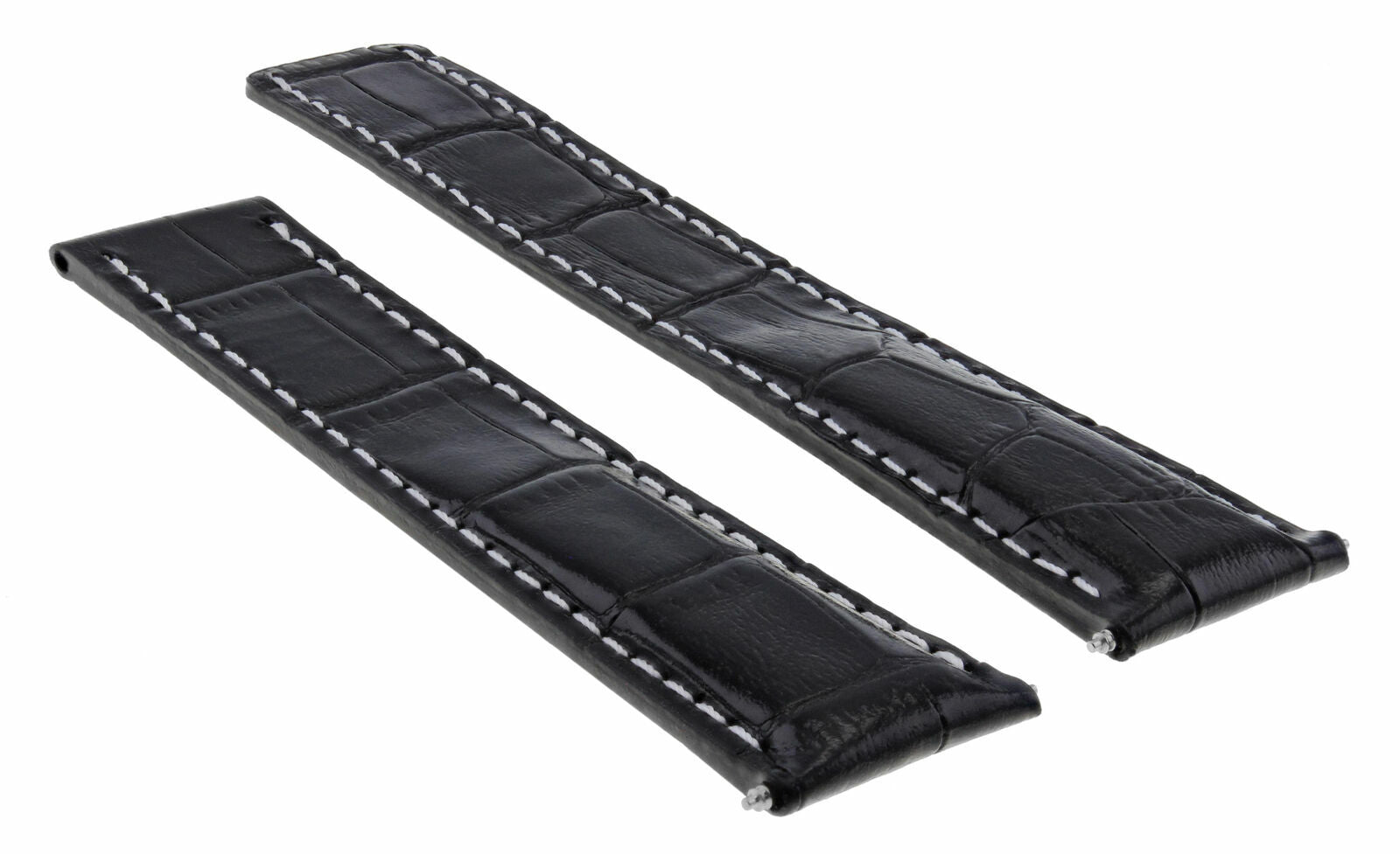 22MM LEATHER WATCH BAND STRAP FOR BREITLING NAVITIMER AVENGER COLT BLACK WS