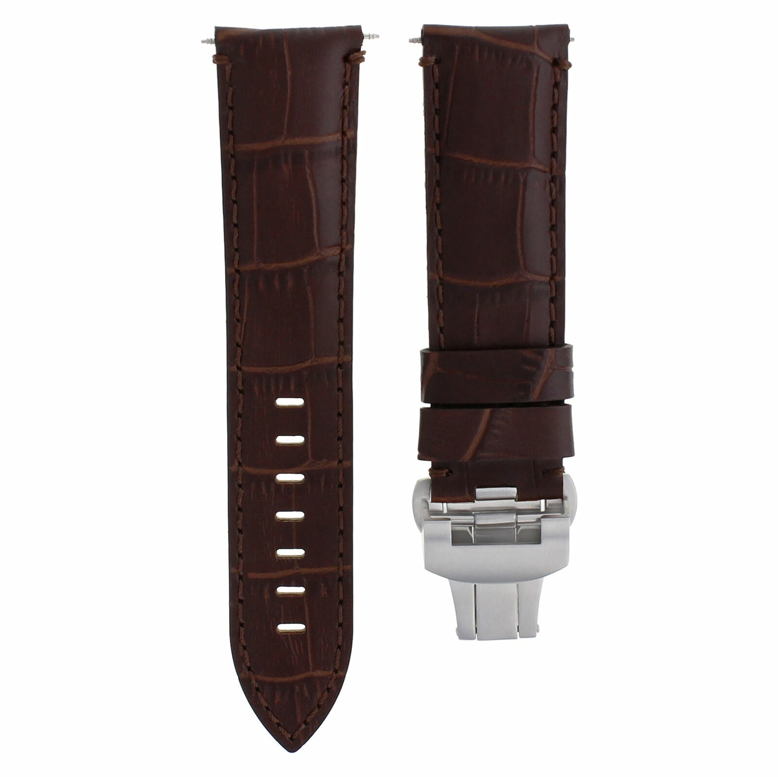 22MM COW LEATHER BAND STRAP DEPLOYMENT CLASP FOR 40MM PAM PANERAI MARINA BROWN