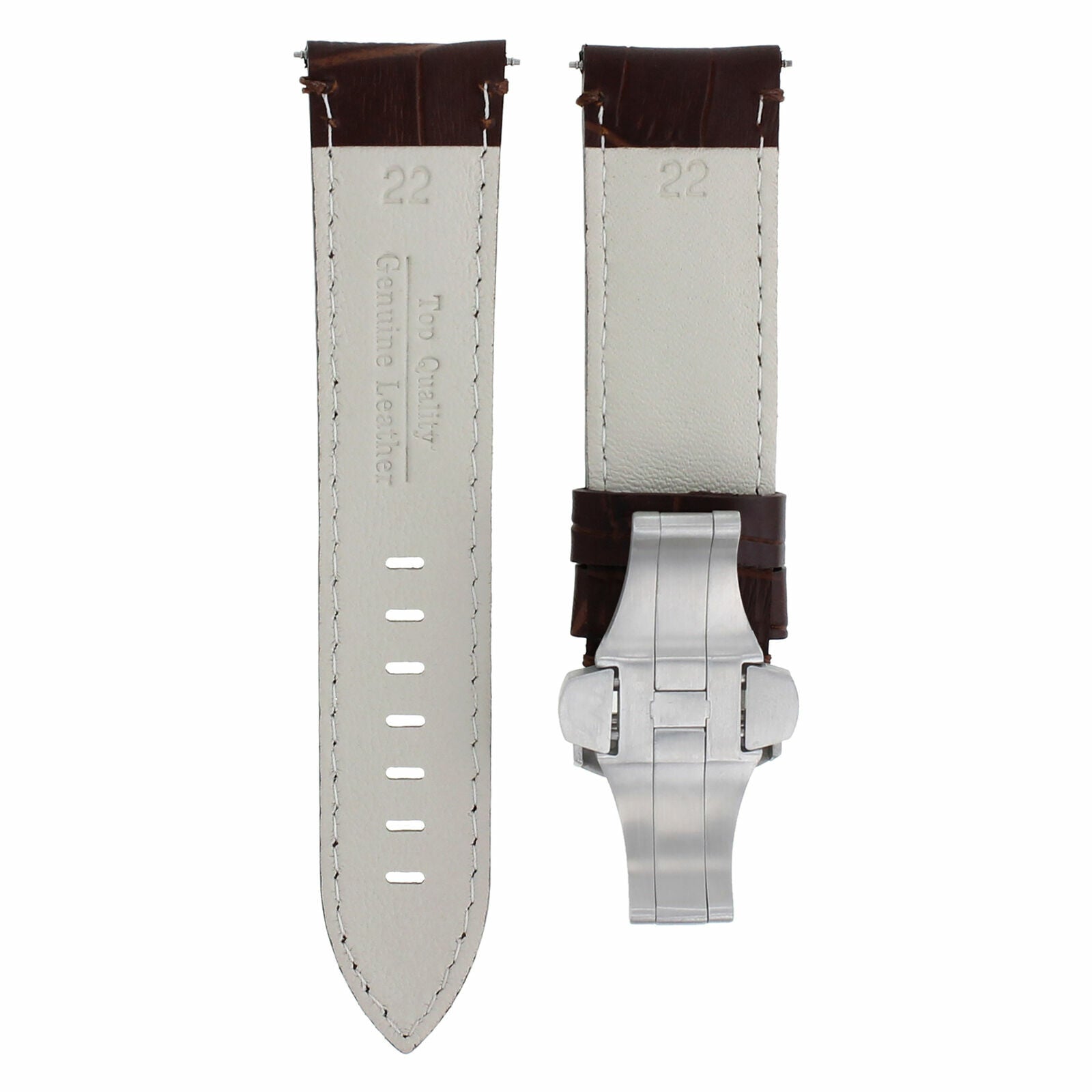 22MM COW LEATHER BAND STRAP DEPLOYMENT CLASP FOR 40MM PAM PANERAI MARINA BROWN