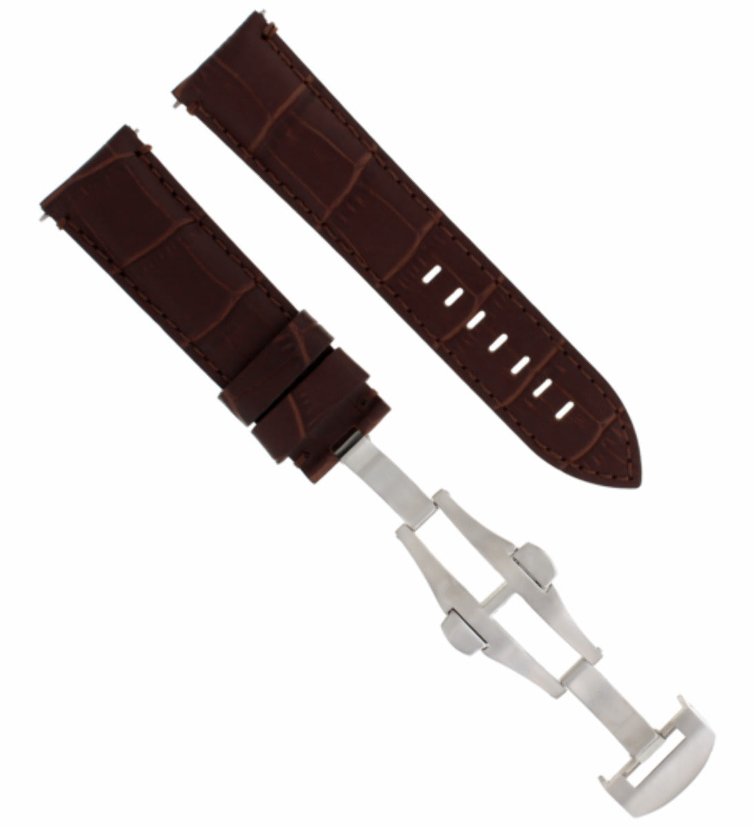 22MM COW LEATHER BAND STRAP DEPLOYMENT CLASP FOR 40MM PAM PANERAI MARINA BROWN