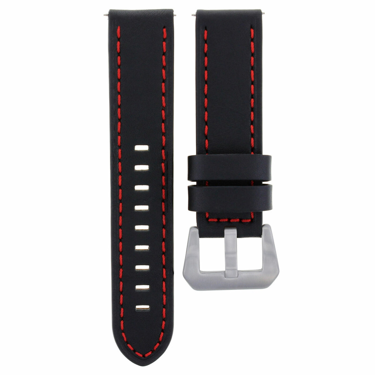 22mm Long Leather Watch Band Strap for Breitling Navitimer Avenger Black