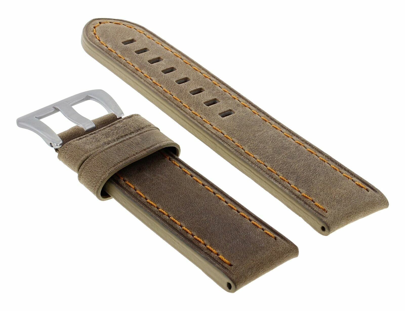 22MM LEATHER STRAP WATCH BAND FOR BREITLING NAVITIMER CHRONOMAT SAND ORANGE STIT