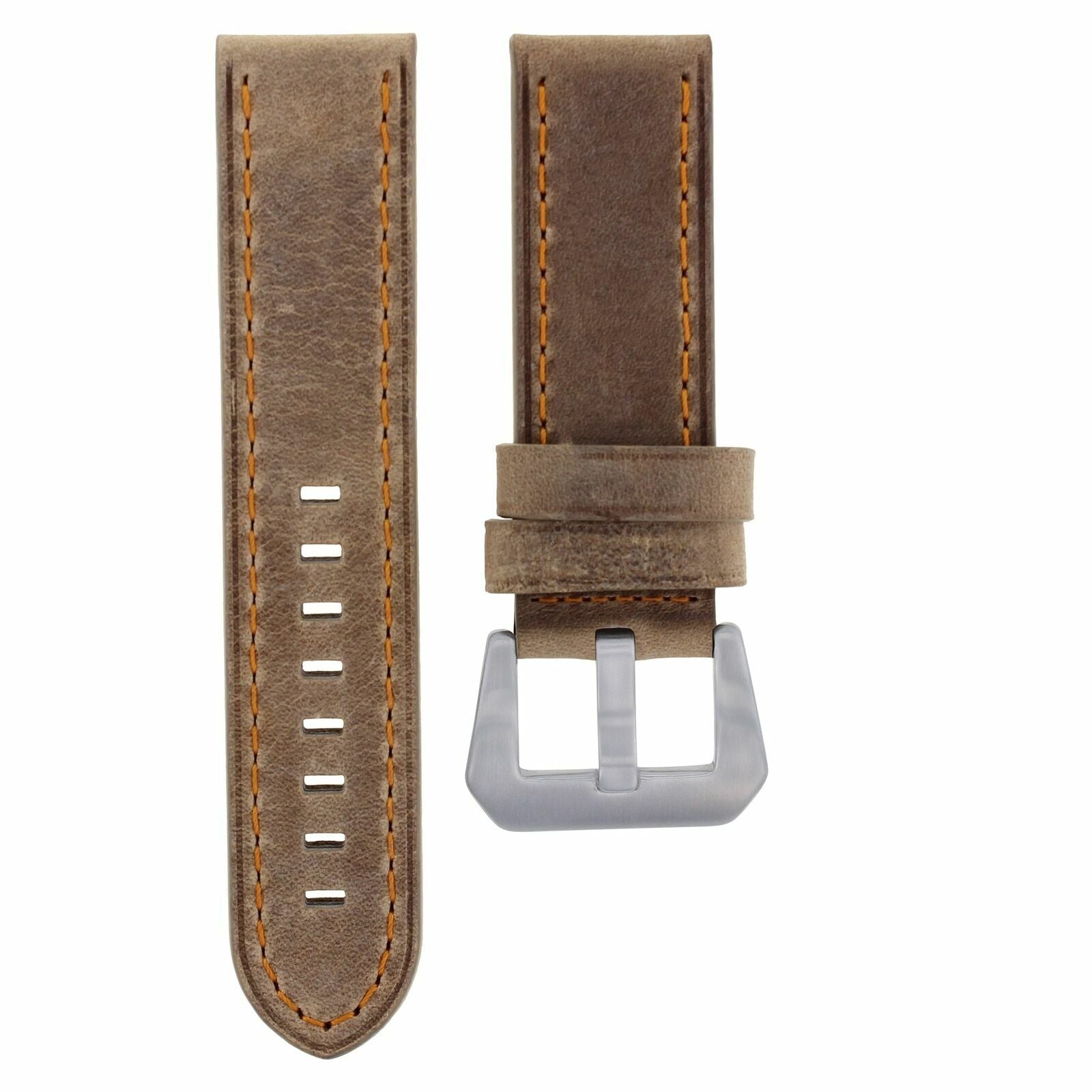 22MM LEATHER STRAP WATCH BAND FOR BREITLING NAVITIMER CHRONOMAT SAND ORANGE STIT