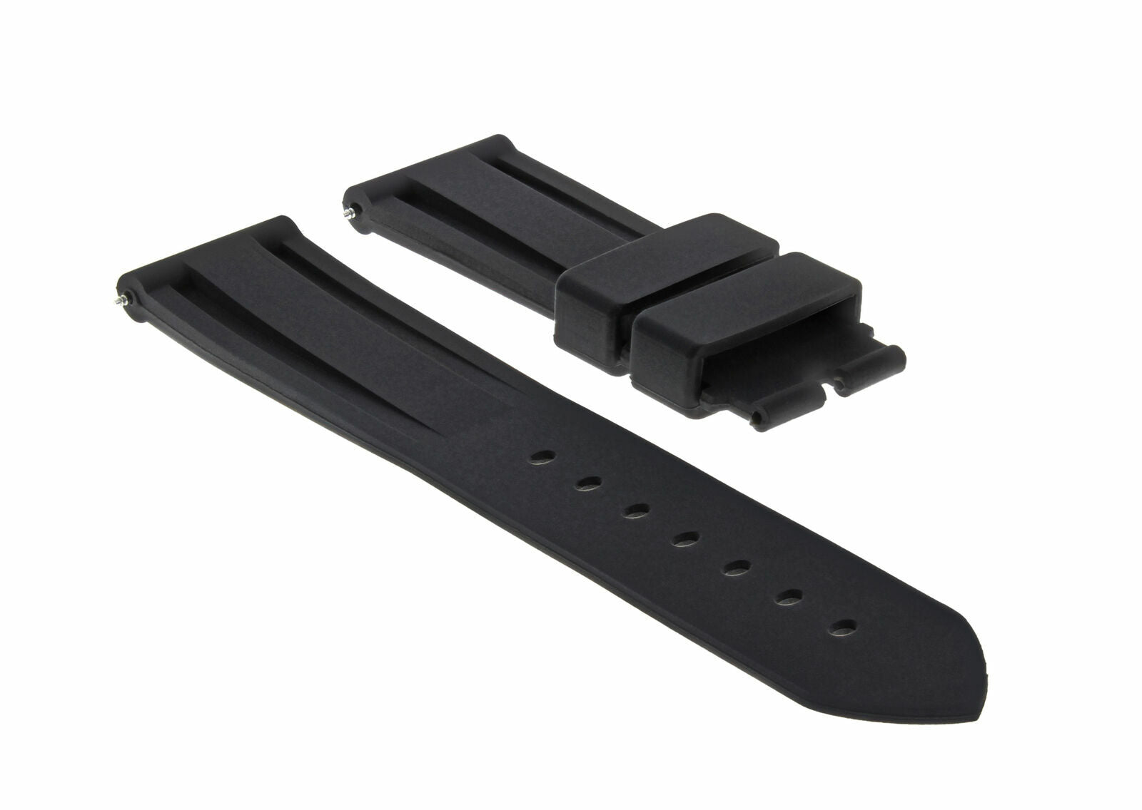 22MM - 24MM RUBBER DIVER STRAP BAND DEPLOYMENT CLASP BUCKLE FOR PANERAI BLACK