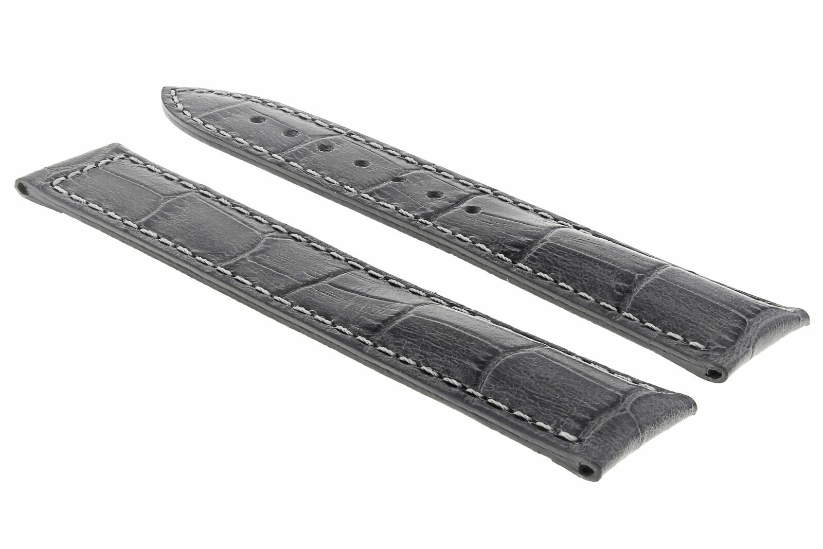 22MM LEATHER WATCH STRAP BAND CLASP FOR OMEGA SEAMASTER PLANET OCEAN GRAY WS