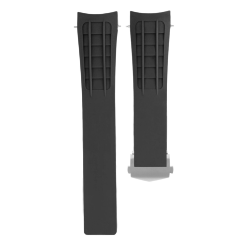 22MM RUBBER WATCH STRAP BAND BRACELET FOR TAG HEUER CARRERA MONACO + CLASP BLACK