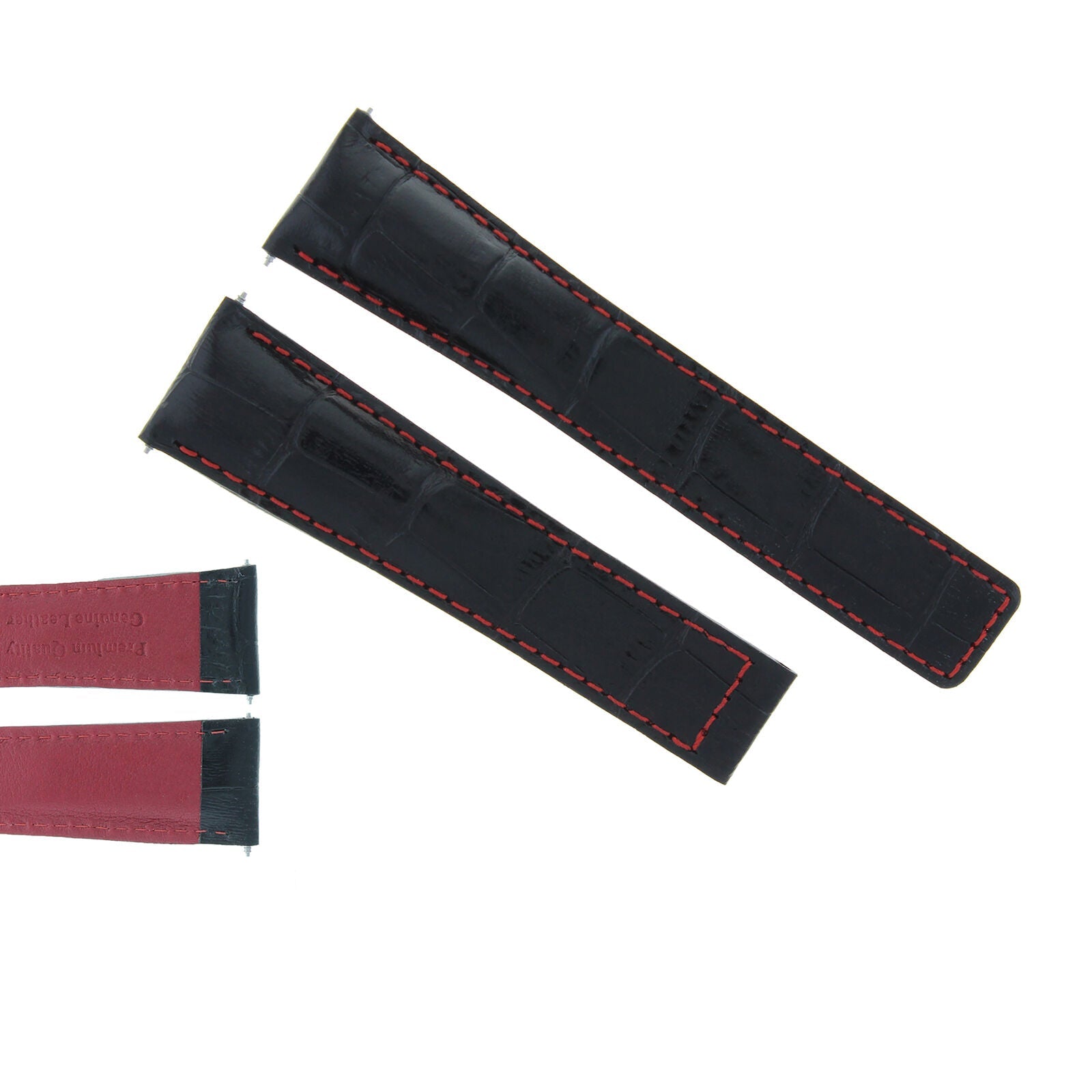 22MM LEATHER WATCH BAND STRAP CLASP FOR TAG HEUER CARERRA MONACO 3TC - BLACK